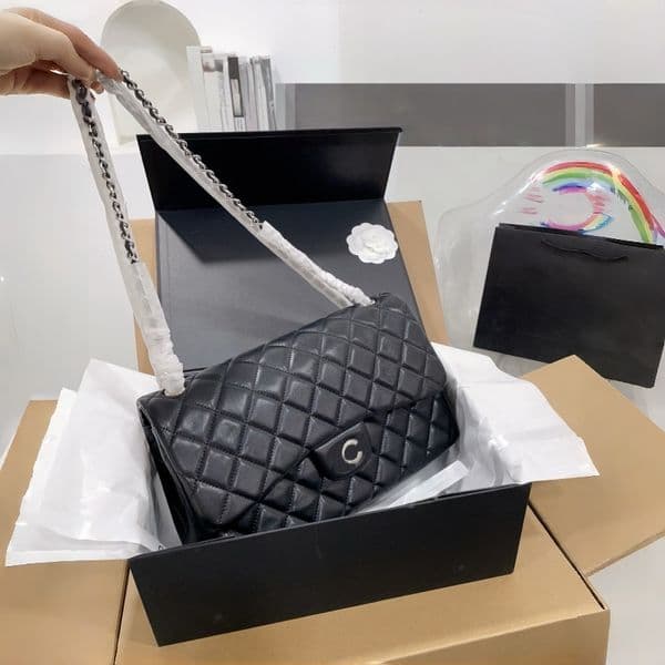 Brand caviar classic women's bag, fragrant style, new diamond pattern, fat bag, fashionable single shoulder messenger bag, genuine leather chain bag