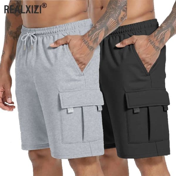 Summer Mens Sport Shorts Male Breathable Loose Multipockets Cargo Outdoor Jogging Fitness Casual Drawstring 260526