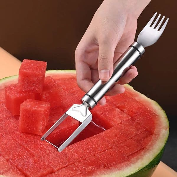 Stainless Steel Watermelon Cutting Tool Functional Watermelon Fork Slicer Slicing Tool for Melons Fruit Fork Kitchen Gadgets 260526