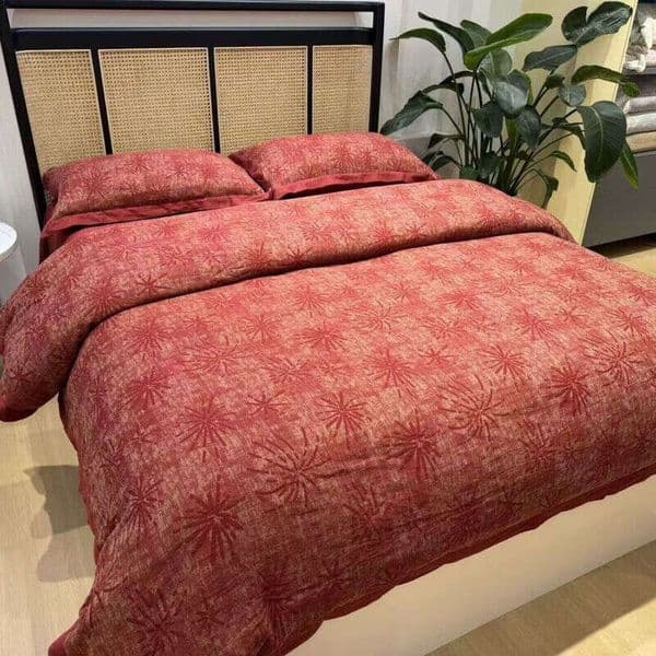 Wedding celebration red floral set, all-cotton three-dimensional gradient gold thread texture duvet cover, bed sheet, four-piece bedding set