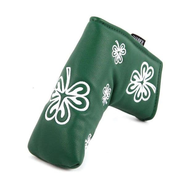 Green PU Leather Shamrock Embroidery Golf Club Magnetic Closure Blade Mallet Putter Covers W260526