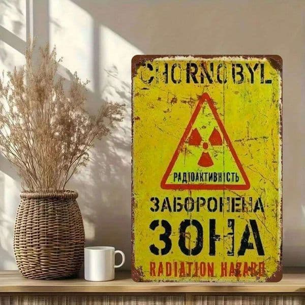Nuclear Radiation Warning Sign - 20x30cm Durable Metal Plaque Wall Decor, Chernobyl 30th Anniversary Memorial Office Home Man Ca 26Y0526