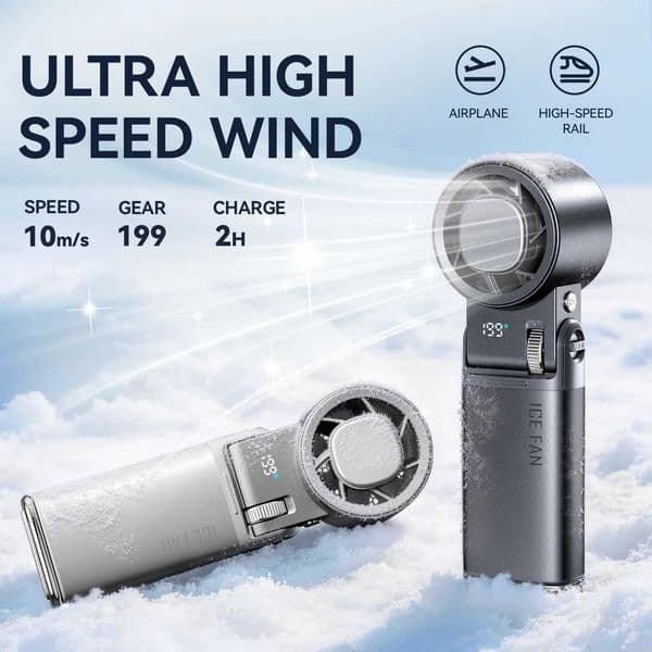 2026 Semiconductor Mini Handheld Fan 6000mAh Turbine High-speed Violent Electric Fan Folding Neck Ice Pack Refrigeration Z260526