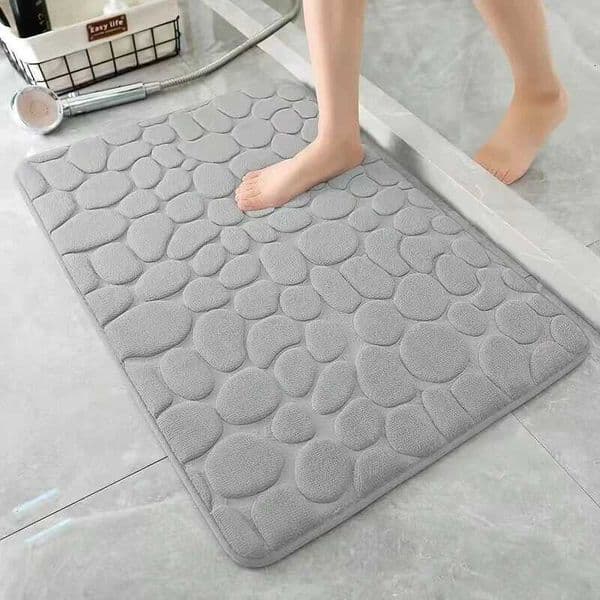 1 Embossed Pebble Bath Rug Memory Foam Absorbent Floor Mat Non-Slip Door Rug Indoor Floor Mat Bathroom Accessories W260525