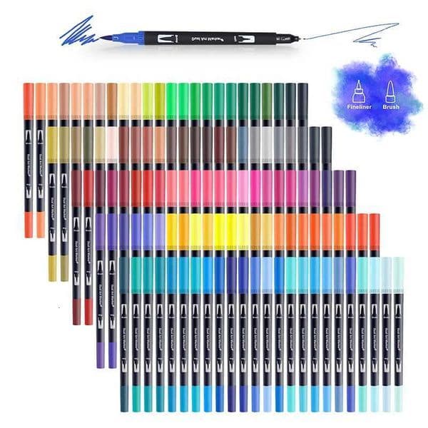 Watercolor Art Markers 12/36/60/72/120/132 Colors Set Dual Tip Brush Pen Fineliner Drawing for Calligraphy Painting Art Supplies L260525