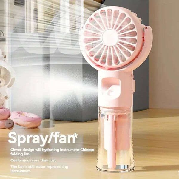 Portable Handheld Spray - Rechargeable Mini Fan with Mist Hydration for Travel & Office 26L0526