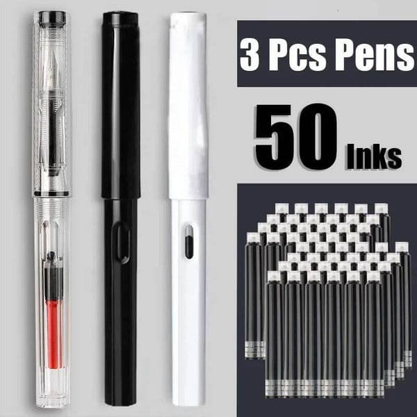 53Pcs Fountain Replaceable Ink Set Black/Blue/Red Ink EF School Pens Office Supplies Stationery For Writing Calligraphy Pen