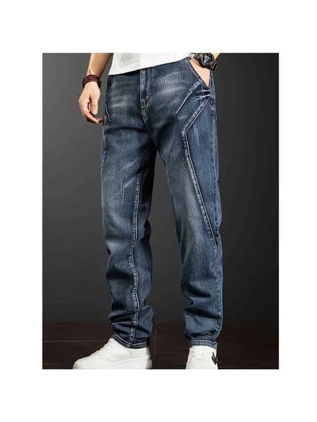 FY10094 Mens loose jeans loose mens jeans mens cargo pants spliced casual pants mens jeans men pants men pants L260525