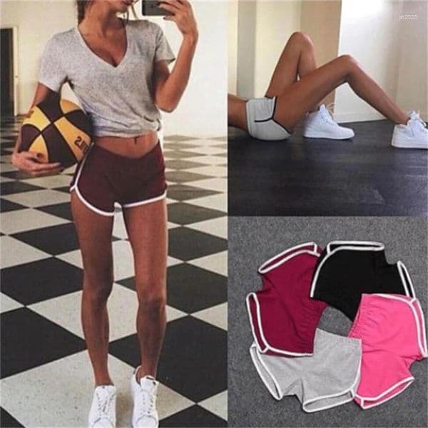 Women's Shorts Sports Women Summer Candy Color Anti Emptied Skinny Casual Lady Elastic Waist Beach Correndo Short Pants