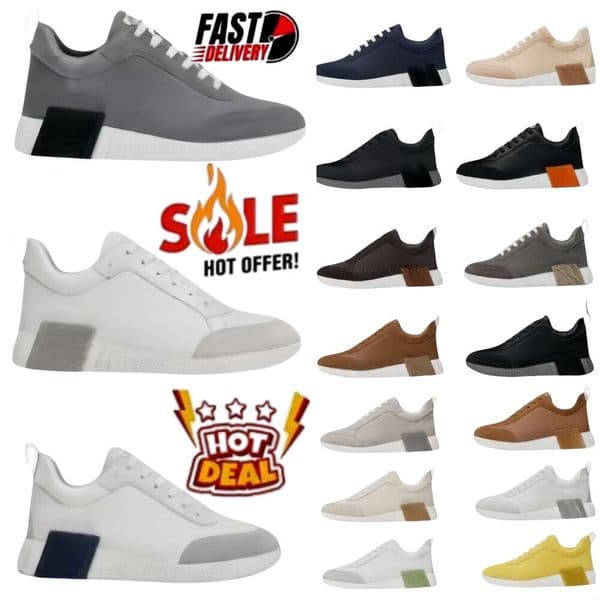 Hot Hernesshoes Bouncing Sneakers Designer Suede Casual Shoes Breathable Mesh Men Running Sneaker Women Goatskin Non Slip Rubber Sole Flat Trainers