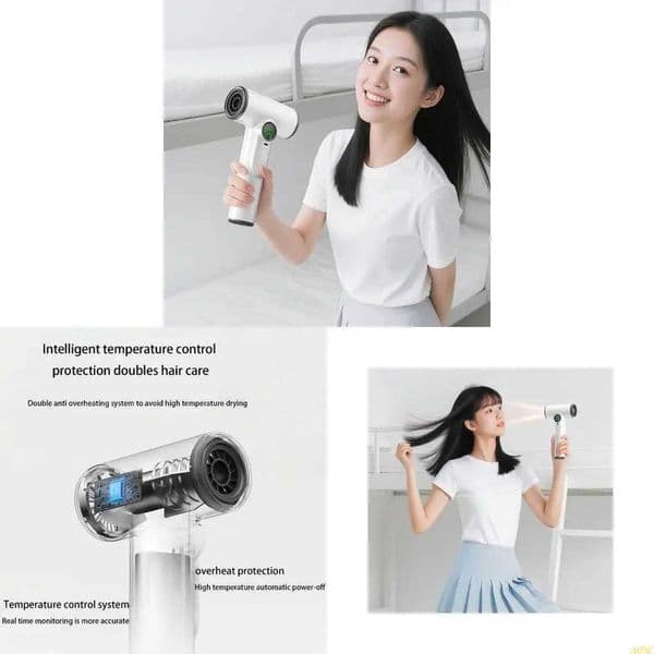 A0NC Portable Rechargeable Wireless Hair Dryer 30000RPM High Speed Hair Dryer Quick Dry Blow Dryer 100 Speed Settings L260526