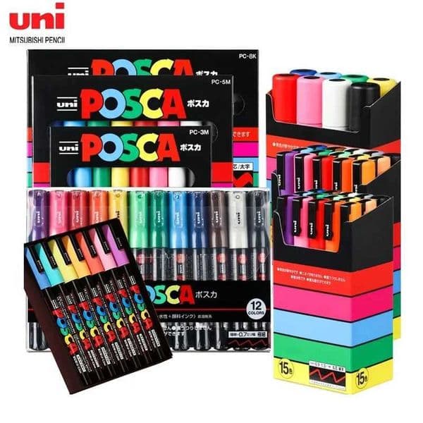 Japan Posca Marker Pen Set Non-Toxic Utilies Escolares Used On Multiple Materials Paper Cloth Glass Canvas Ceramic Plastic Safe L260525