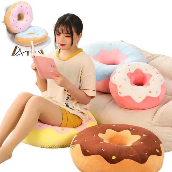 Kawaii 42cm Simulation Cartoon Fried Doughnut Plush Throw Pillow Cute Soft Stuffed Food Sweet Doll Toys Birthday Gifts Decor H260525