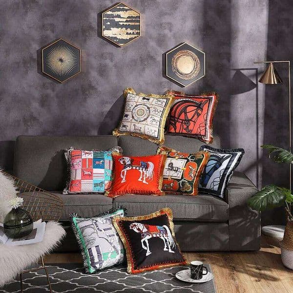 Romanesque Luxury Velvet Tassel Pillowcase Double Sides Print Luxurious Cushion Cover Ultra Soft Sofa Throw Pillows 26Y0526