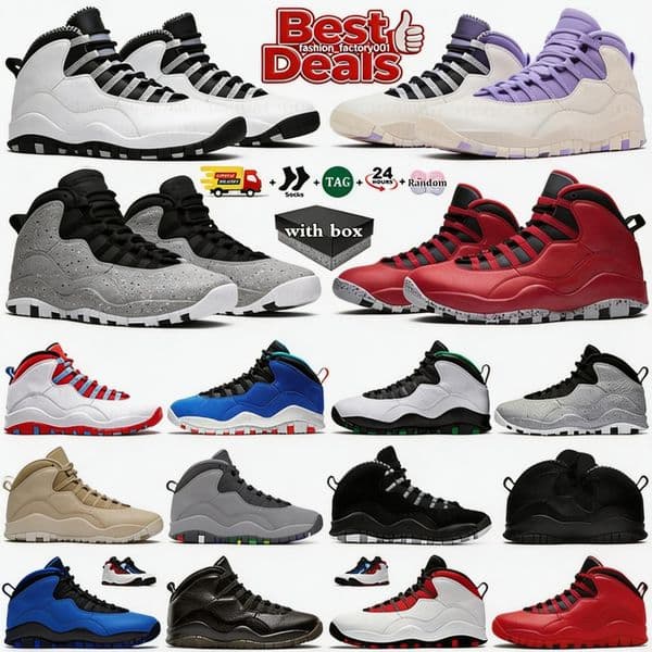 With Box 10 10s Mens Basketball Shoes Steel Grey Cement Black Seattle White Drake Orlando Men Outdoor trainers Sports Sneakers