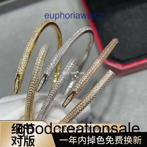 Designer Nail Bracelet Luxury 18K Gold Plated Highquality Fulldiamond Studded With Spring Clasp For Elegant Ladies Fashionable And Sophisticated A Highend Feel Bo