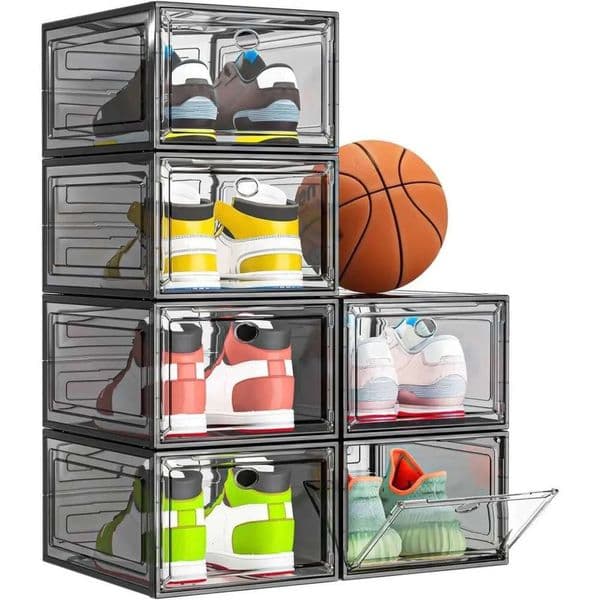 2026 Designer 6 cologne Pcs Thicken & Sturdy Art Clear Storage Organizer With Magnetic perfume Door, Foldable Shoe Rack For Sneaker Boot Container. Free Shippin