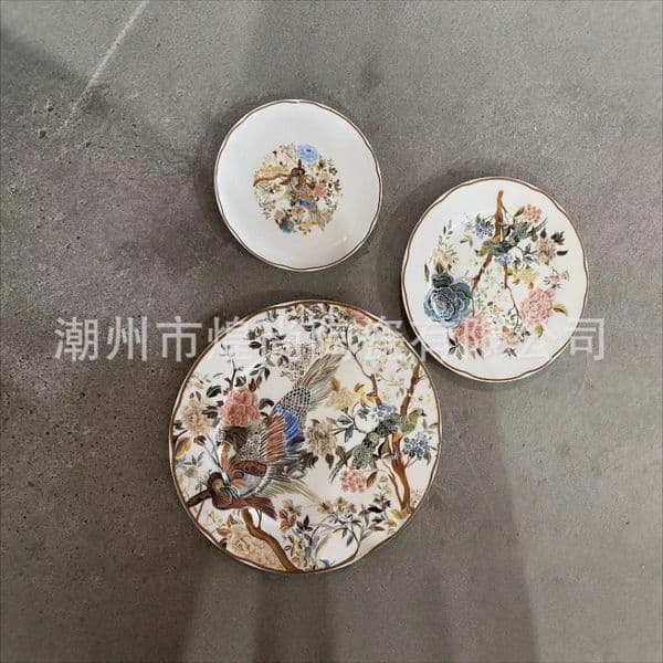 European light luxury winter garden series smoky color exquisite bone china dinner plate dessert dinner decorative plate combination