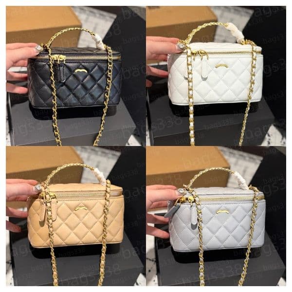 10A quality cc vanity bag designer makeup bag womens crossbody shoulder bag toiletry bag maquillage pouch lady leather chain square bag purse wallet classic fashion