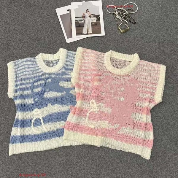 Women Stripe Pattern Logo Letter Embroidery Soft Comfortabe Knitted Tank Top Designer Vest SML