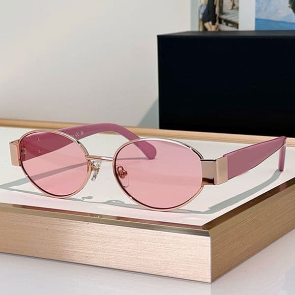 Summer New Designer Womens Sunglasses Oval Pink Lens UV400 Protective Metal Frame Acetate Leg Fashion Personalized Beach Travel Sun Glasses CH4596