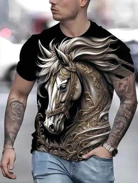 Men's T Shirts Summer Horse Animal 3D Print T-Shirts Men Women Fashion Casual Short Sleeve Shirt Tops Street Harajuku Tees Clothing