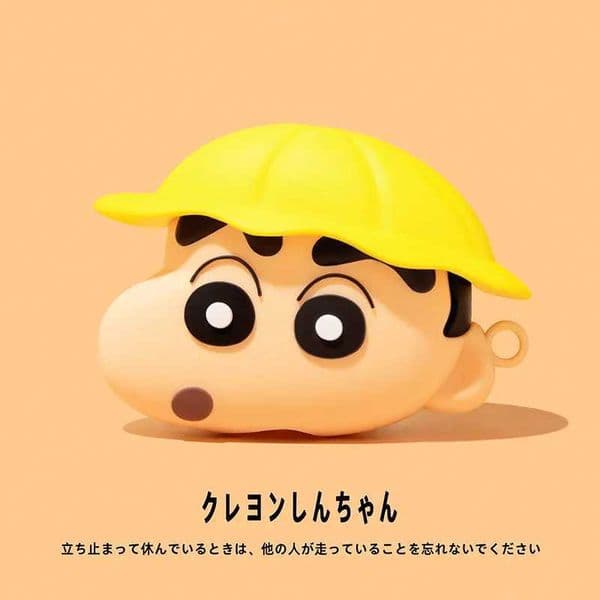 For Airpods 1 2 3 4 Pro 2 Pro 3 Cute 3D Crayon Shin-chan Yellow Hat Silicone Earphone Case Accessories Cover T260525