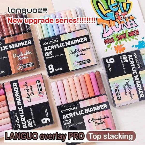 LANGUO 192/9 Colors Heavy Color PRO Direct Liquid Acrylic Marker Smart Ink Control Soft Tips Office School Supplies Stationery L260525