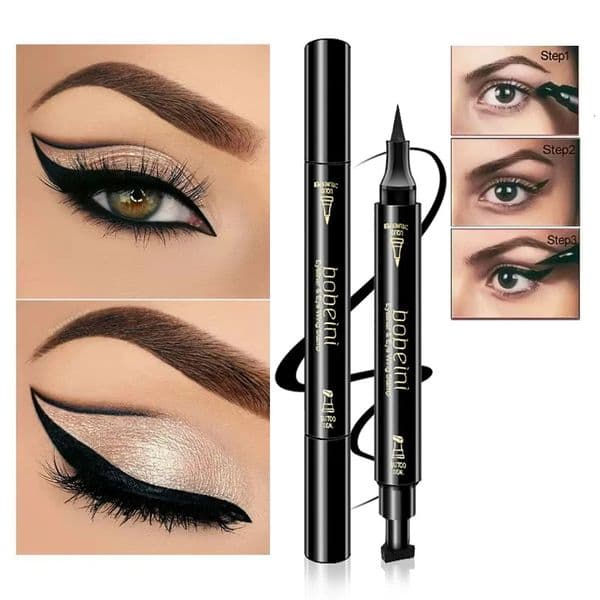 DualEnded Stamp Eyeliner Pen Waterproof And SmudgeProof Black With Triangular Tip LongLasting Precision 260526
