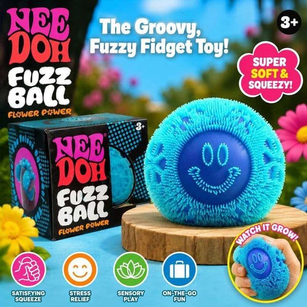Nee Doh Fuzz Wonder Waves Sensory Squeeze Toy Textured Stress Relief Fidget Ball for Adults Kids 26Li0526