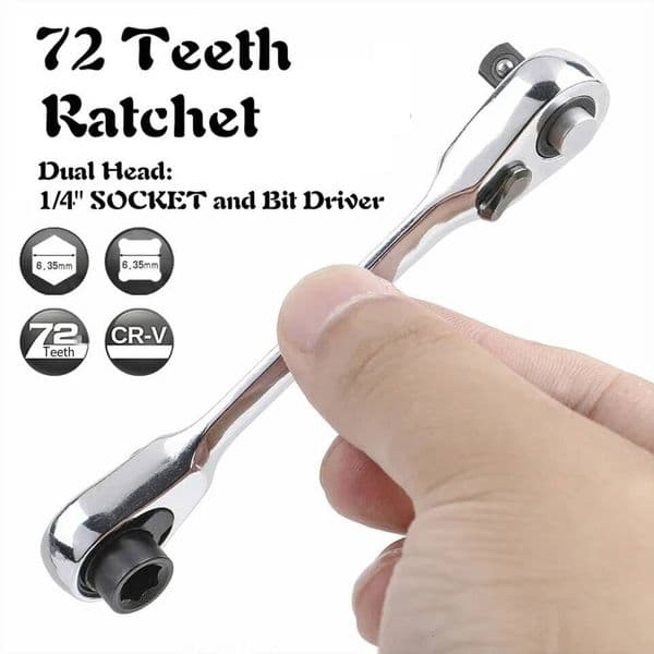 Mini Double Ended Quick Socket Ratchet Wrench 1/4 Inch 72-tooth Screwdriver Hex Torque Wrenches Hand Repair Tools ddmynov