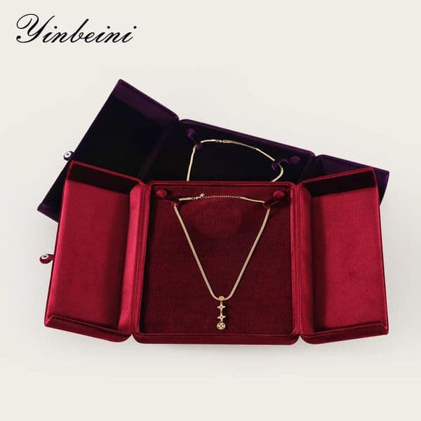 Yinbeini Velvet Large Necklace Pendant Display Box Premium Jewelry Storage Organizer Gift Packing Case H024 260526