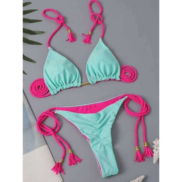 2026 Triangle String Bikini Women Sexy Brazilian Swimsuit Tie Side Thong Swimwear Female Bathing Swimming Suit Summer Beachwear 26Y0526