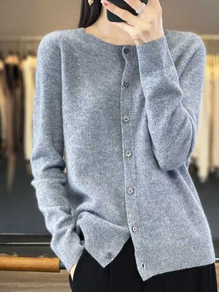 Long Sleeve 100 Merino Wool Sweaters Spring Autumn Women O-Neck Knitwear Tops Clothing Fashion Basic Tops L260512