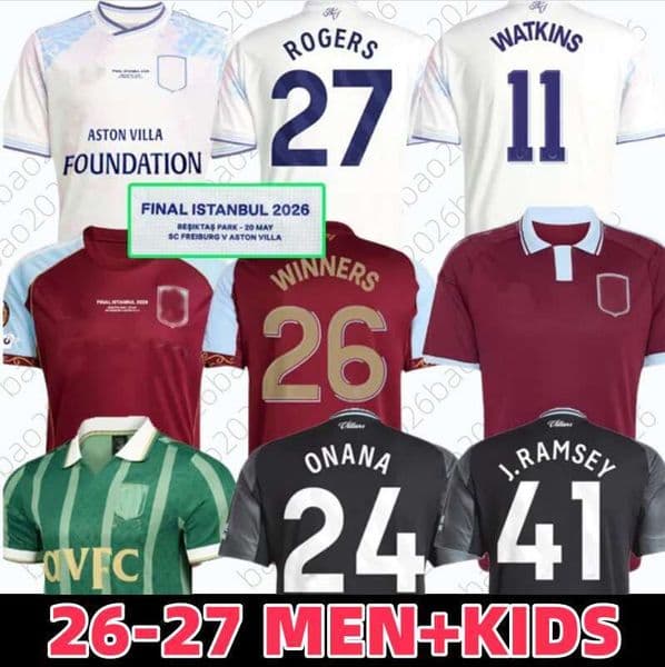 XXXL 4XL Mens top 25 26 Aston goalkeeper BAILEY MALEN soccer jersey home away third 2026 villa McGINN ONANA WATKINS KONSA MARTINEZ Men kids kit football shirt888