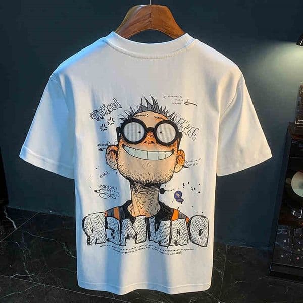 2026 Summer European Style Bold Printed Stretch Crew Neck Loose Short Trendy Men's Thin Half Sleeve T-Shirt