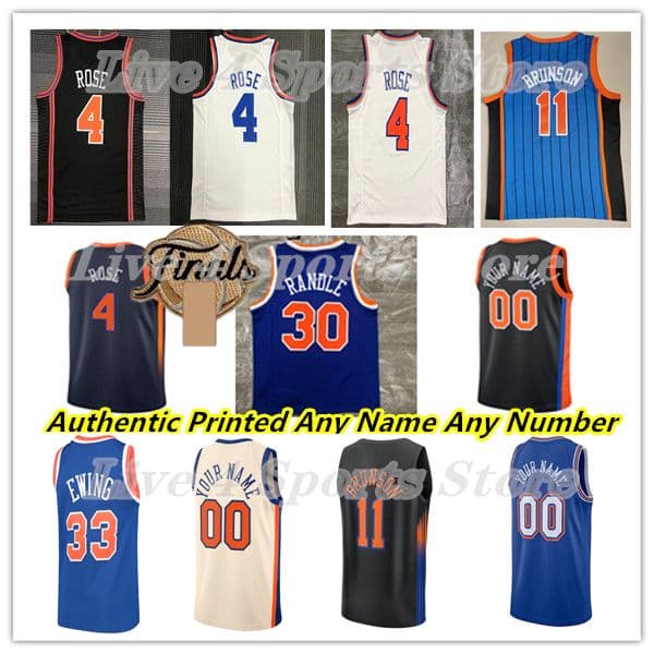 Printed Jalen Brunson Basketball Jersey OG Anunoby Karl-Anthony Towns Mikal Bridges Josh Hart Miles McBride KnicK Landry Shamet Clarkson Patrick Ewing Youth