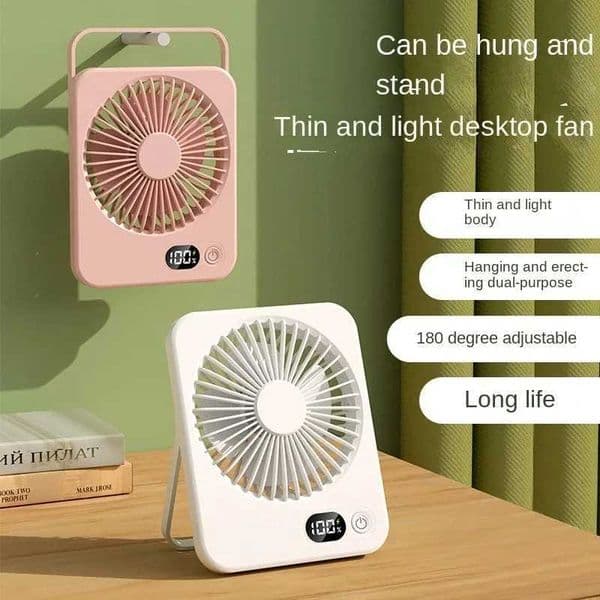 Portable Desktop Fan Mini Handheld Fan Mute Table Fan With Power Display 5 Speeds Adjustable Cooling Fan Foldable Desk FanR260527