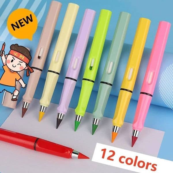 12/13Pcs New Technology 12 Eternal Pencils No Ink Kawaii Unlimited Pencil School Art Color Sketch Painting Stationery