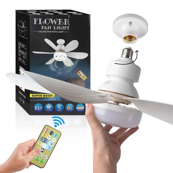 LED 40W ceiling fan light E27 with remote control dimming, suitable for living room, study, household use, 85-265V ddmynov ddmynov