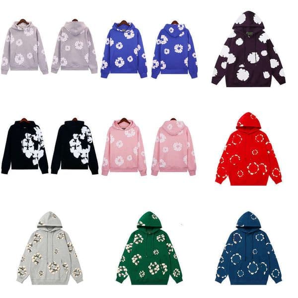 Denimly Tear Hoodie Classic Cotton Wreath Hoodie Unisex Oversized Silhouette Retro Urban Streetwear Long Sleeve Casual Top Denimteae Long Sleeve Couple Hooded 917