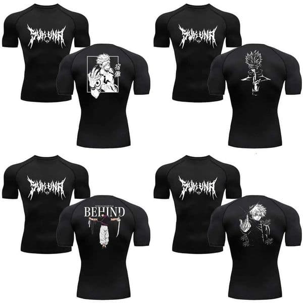 Mens Summer Fitness Gym Sports Running T-Shirt New Hot Selling Anime Jujutsu Kaisen Compression Shirt Short Sleeve S-3XL X260527