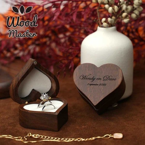 Heart-shaped Wooden Jewelry Box Proposed Jewellery Gift Case Wedding Display Jewelry Storage Organizer Earring Ring Necklace Box Q260527