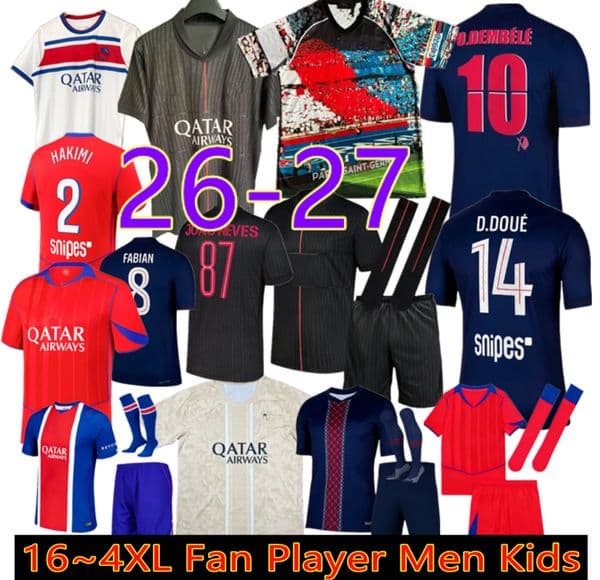 2026 PARISjerseys 2027 maillot de foot Kvaratskhelia soccer jerseys Graphic NEVES HAKIMI football shirt 25 26 27 hommes BARCOLA Zaire-Emery O.Dembele