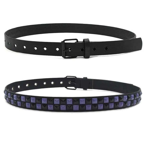 New Purple Rivet Punk Womens Belt Hip Hop Y2k Jeans Accessories Girdle Fashion Trend Pu Leather Pin Buckle Waistband Unisex L260527