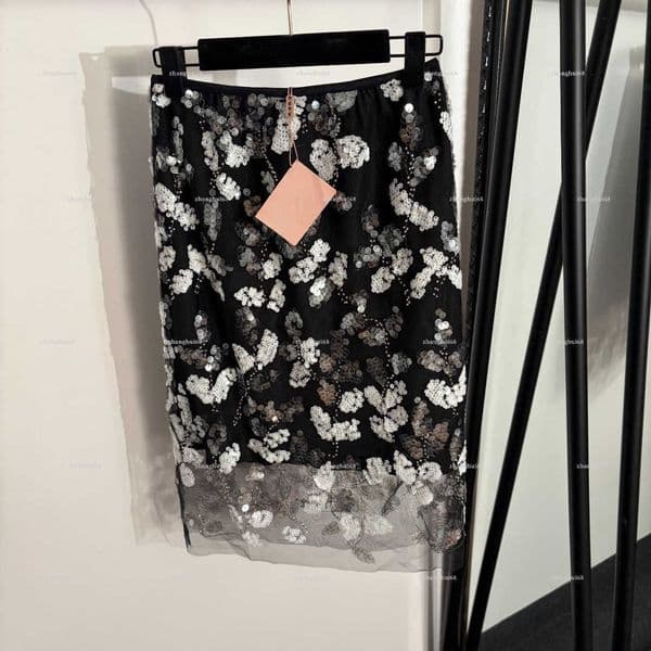 Fashion embroidery women dress Summer lady dresses women designer clothes sequin embroidered mesh skirt A078X02N279