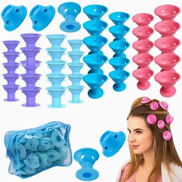 1020pcs Soft Rubber Hair Curlers Silicone Heatless Rollers Clips No Hurt Hairdressing DIY Styling Tools 260527