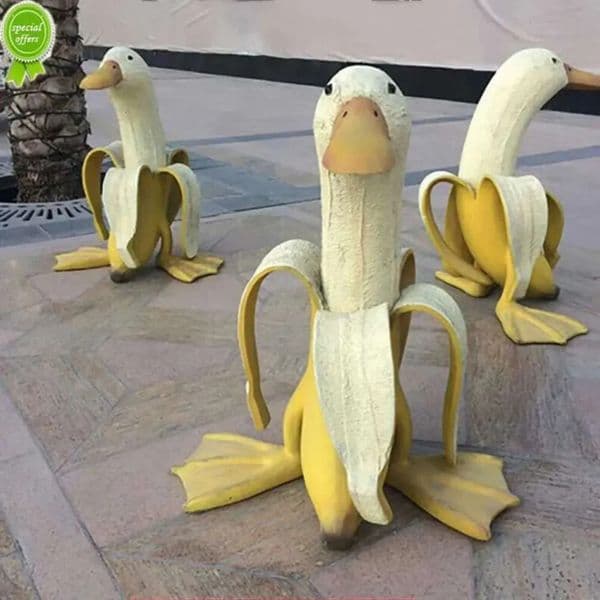 2026 cologne Creative Vintage New Yard Garden Sculptures Gardening Decor Art Whimsical Peeled Banana perfume Duck Home Statues Crafts Ing Free Shipping 17