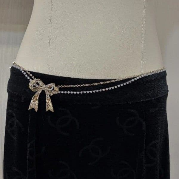 Golden Bow Waist Chain for Women Classic Style Metal Waist Belt Luxury Fashion Body Chain Jewelry Set