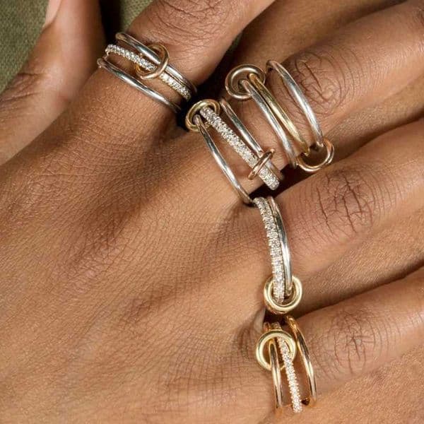 316 Stainless Steel PVD Mixed Metals Multi Layered Finger Rings Shiny CZ Zircon Stackable Ring Set Non Tarnish Dainty Jewelry L260527